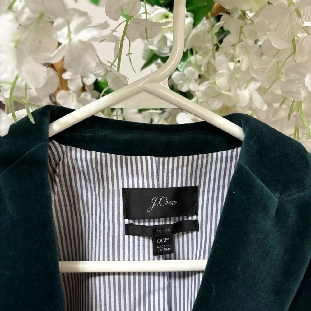 J. Crew Women's Deep Green Velvet Blazer